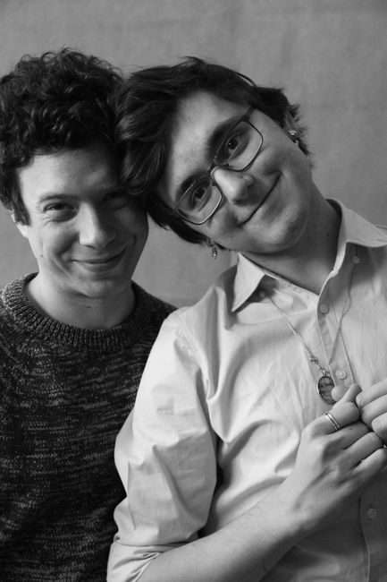 Charming black and white portrait of a happy couple sharing a loving moment.