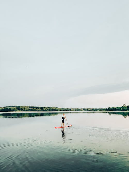 Безкоштовне стокове фото на тему «standup paddleboarding, вертикальні постріл, весло»