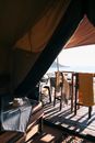 Terrace of resort tent on seashore