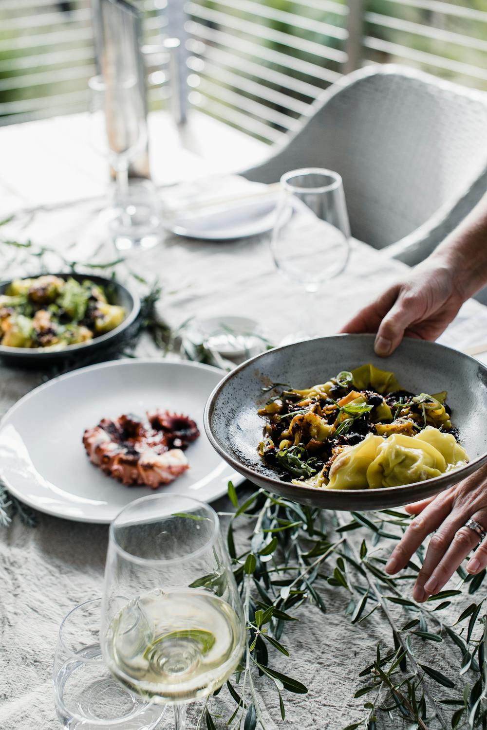 Seafood Medley with Squid Ink Pasta