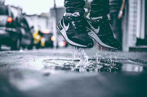 Free Pair of Black-and-white Nike Sneakers Stock Photo