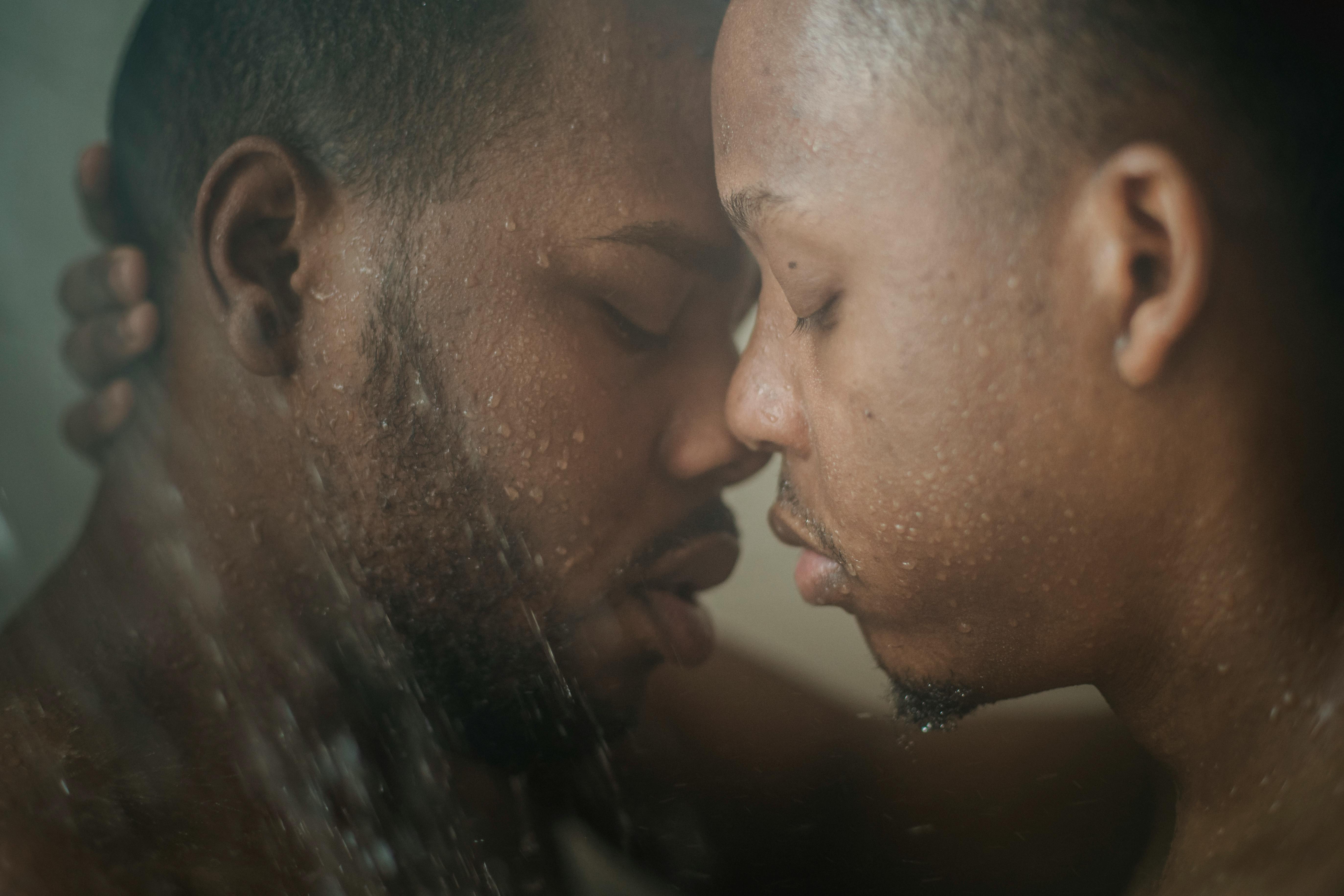 gay couple under shower