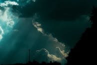 Gloomy evening sky above countryside area