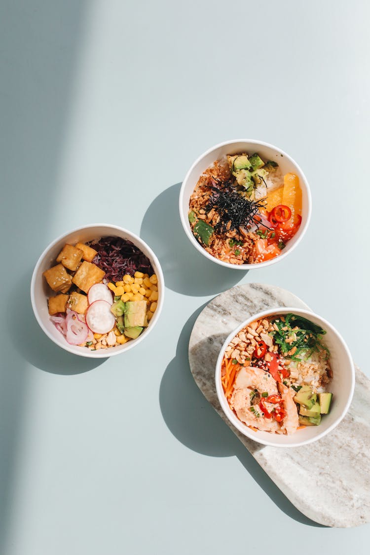 Photograph Of Bowls With Hawaiian Food