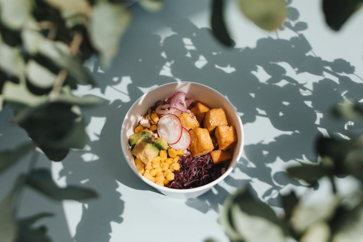 Photograph Of A Poke Bowl With Tofu