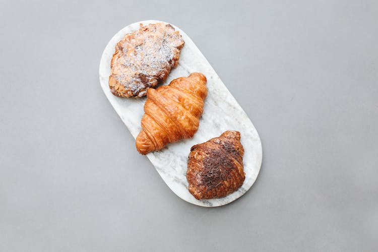 Overhead Shot Of Assorted Croissants