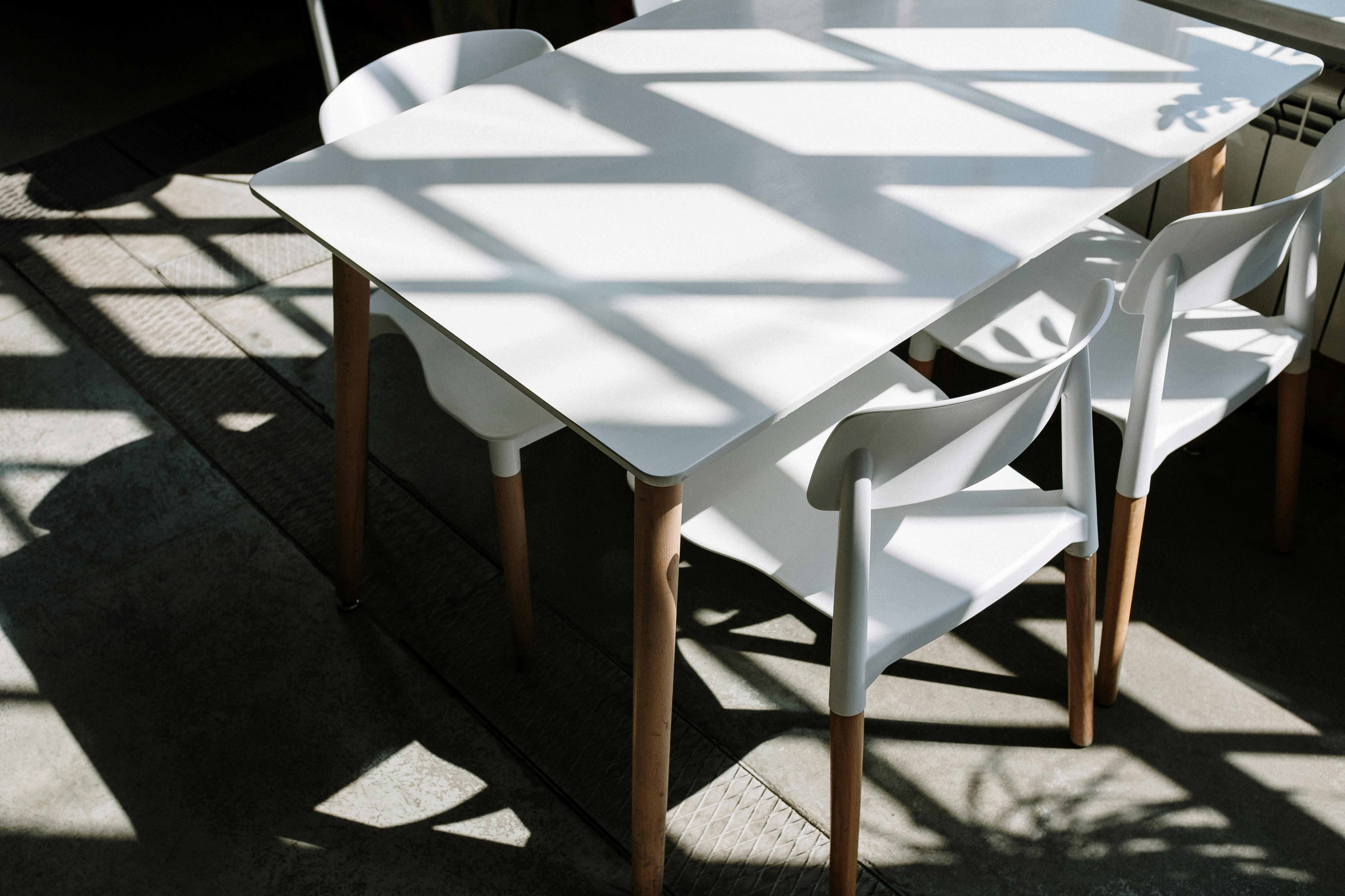 White Wooden Table and Chair Set · Free Stock Photo