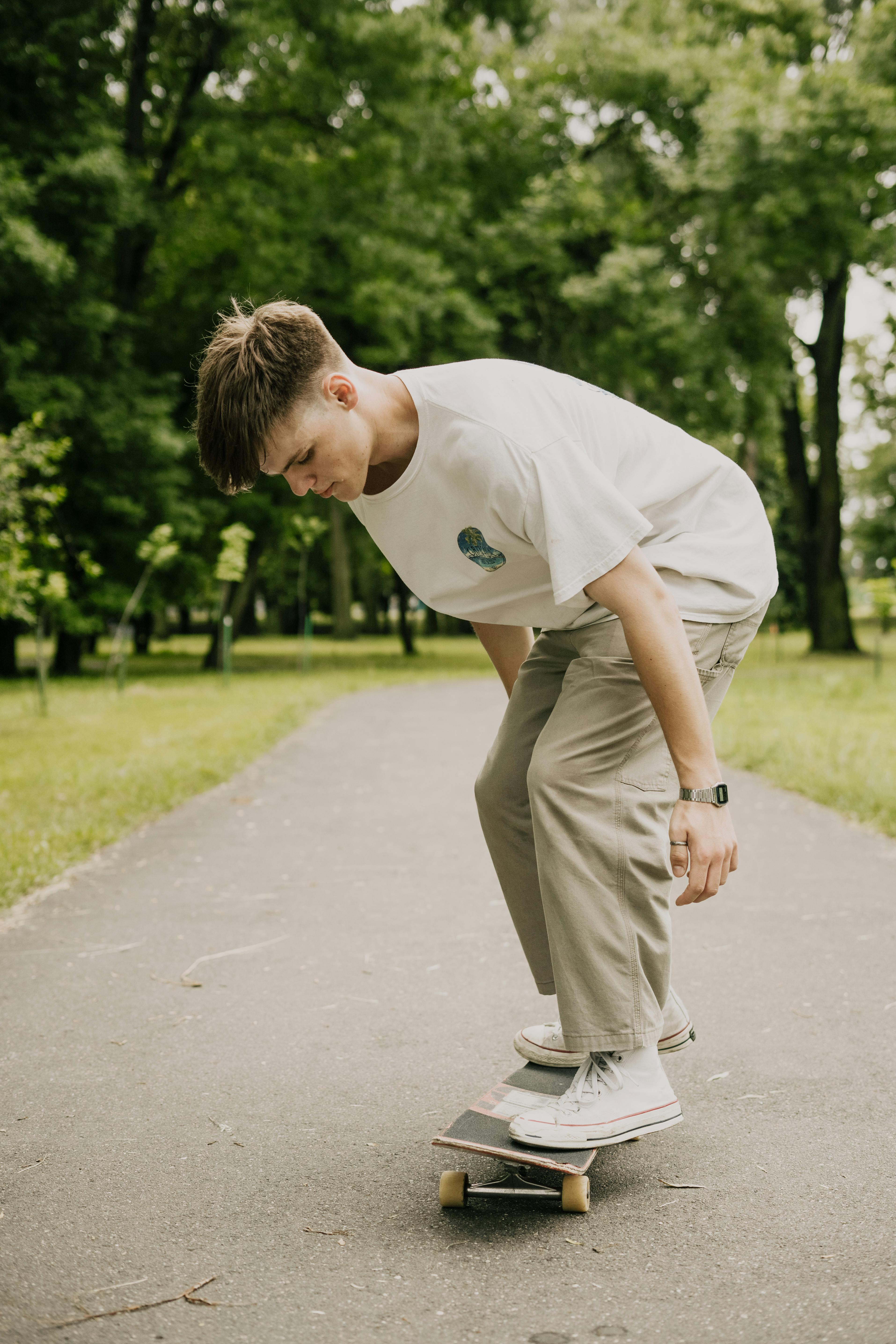 man riding skateboard