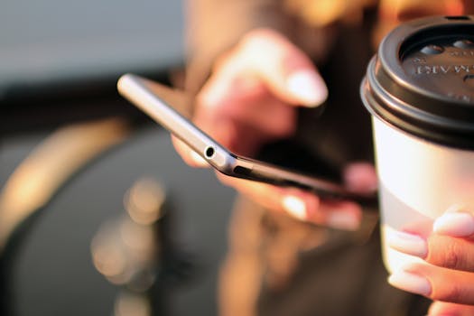 Free stock photo of hands, coffee, smartphone, technology