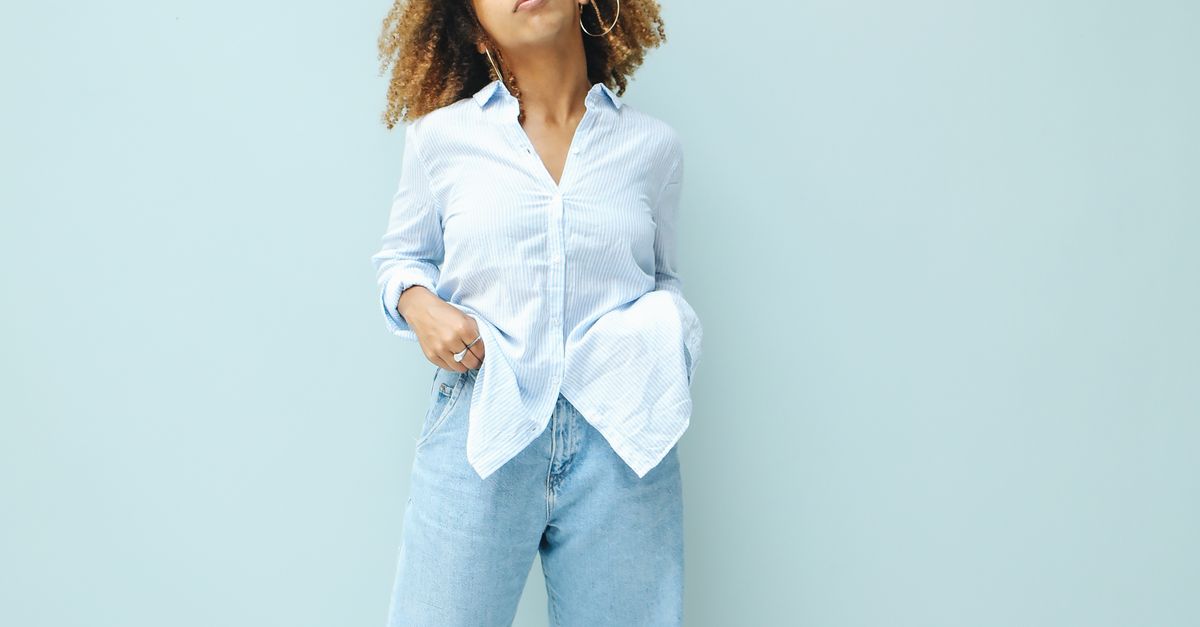 Woman in a chambray shirt with pull-on trousers