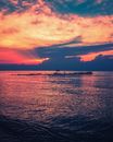 Seascape at sunset time in evening