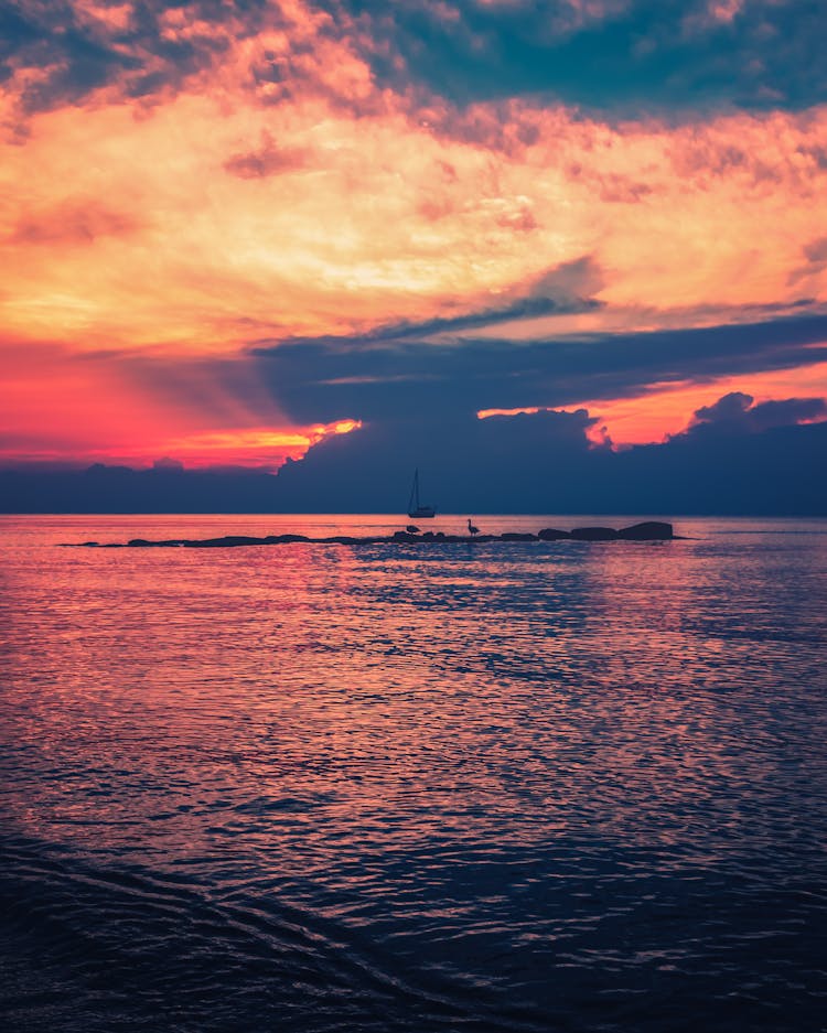 Seascape At Sunset Time In Evening