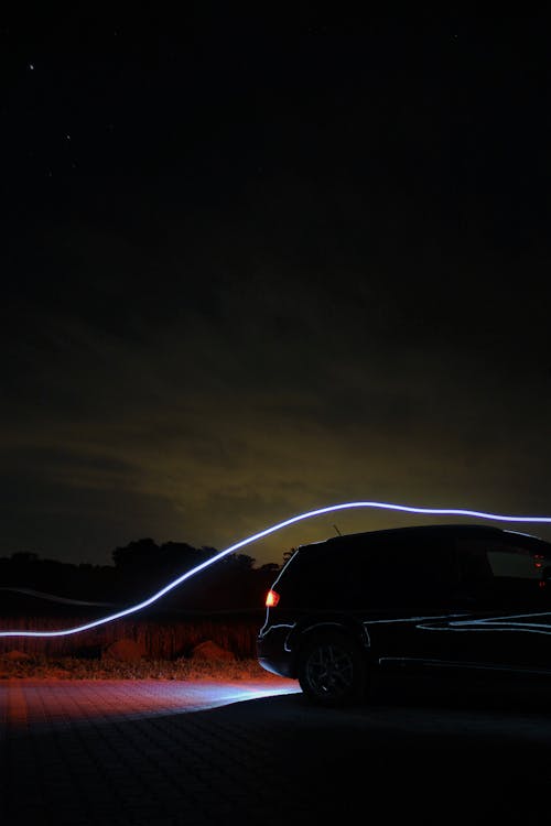 Free stock photo of black car, car, light painting