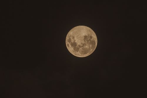 Full Moon in Dark Night Sky