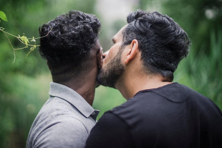 Kiss On Cheek In Park