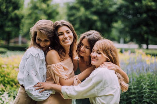 Free Group of Friends Hugging Stock Photo