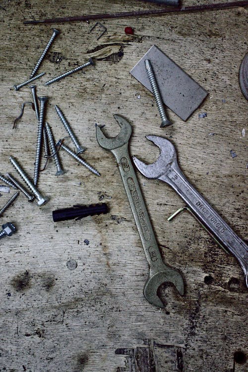 Kostnadsfri bild av chrome, flatlay, handverktyg