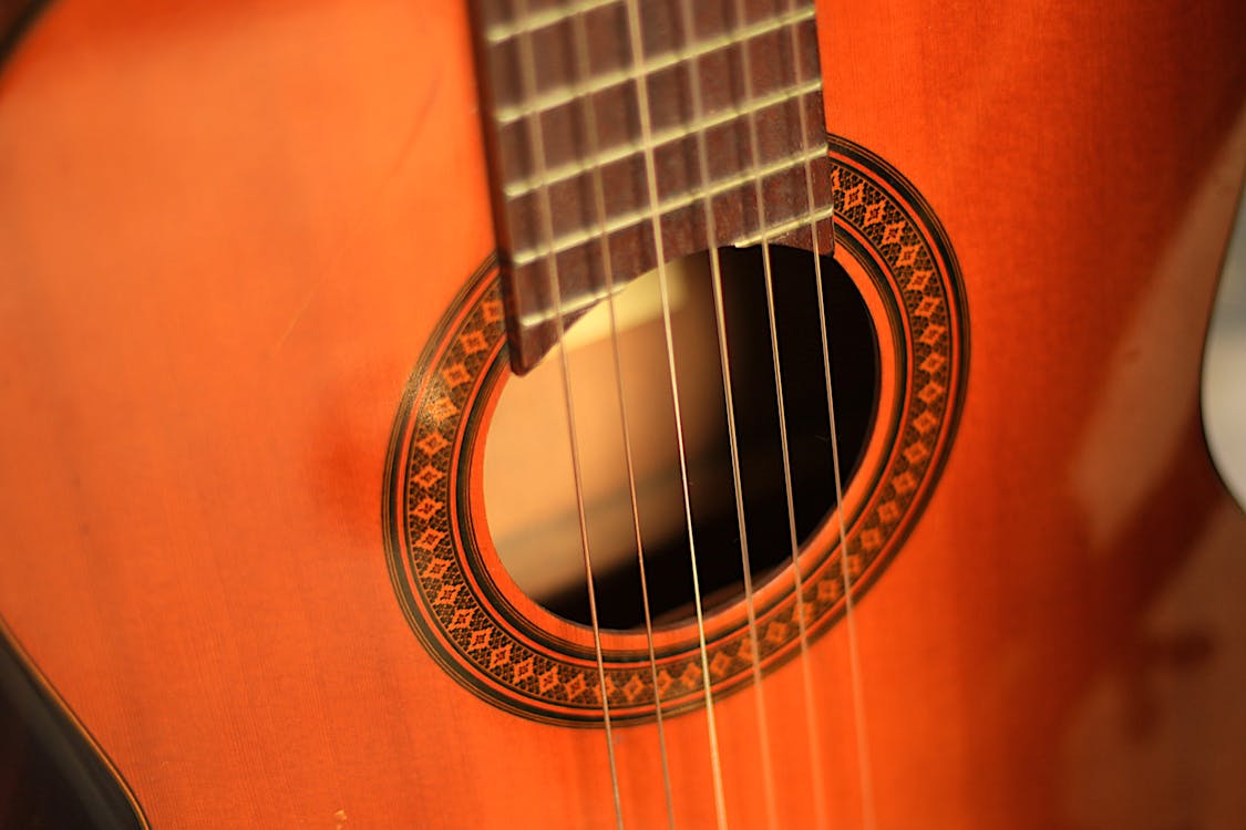 Foto profissional grátis de buraco de som, clássico, cordas de violão