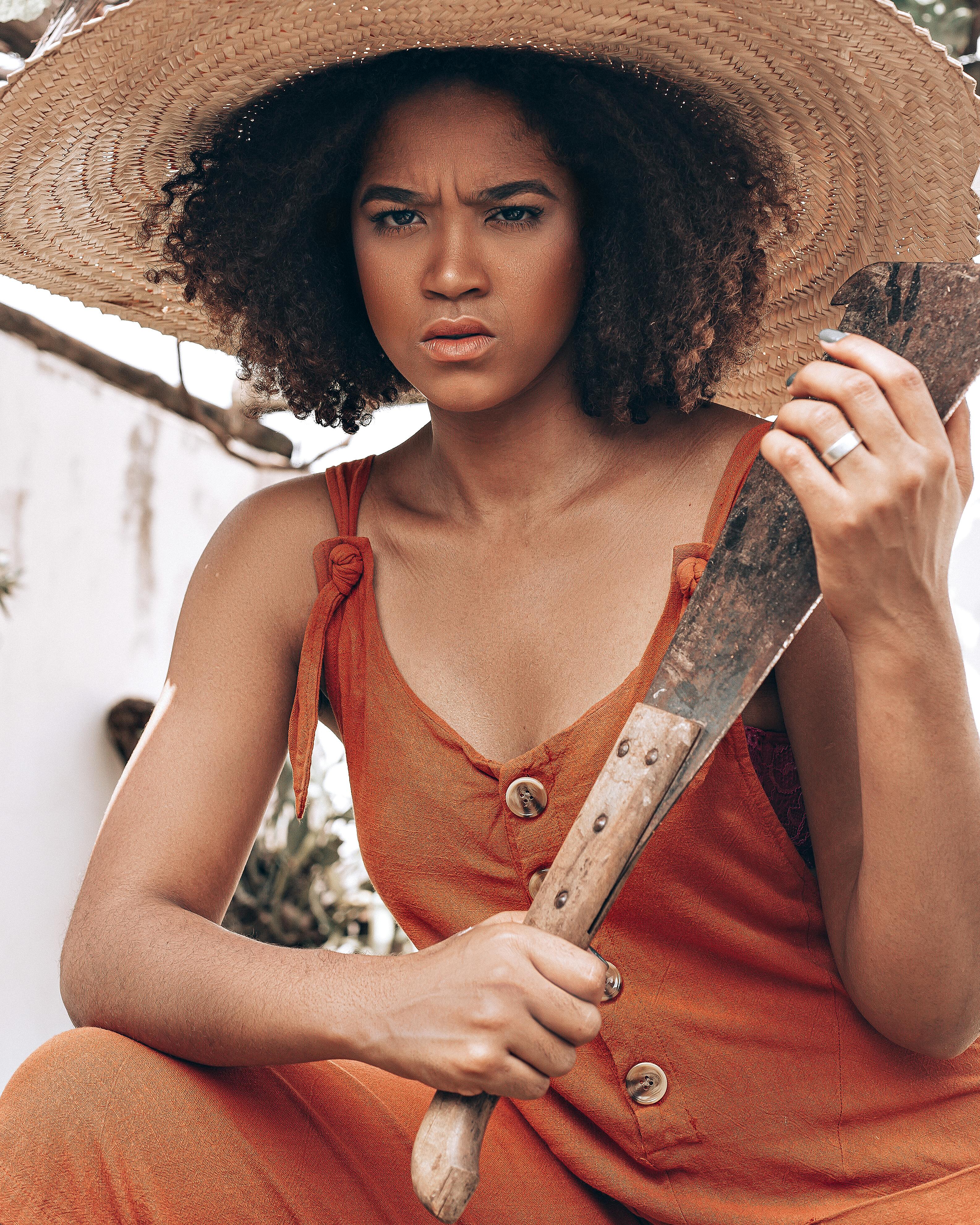 black woman with knife