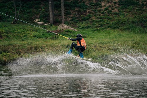 A Man Riding a Wakeboard