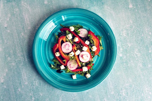 Vegetable Salad on Blue Plate