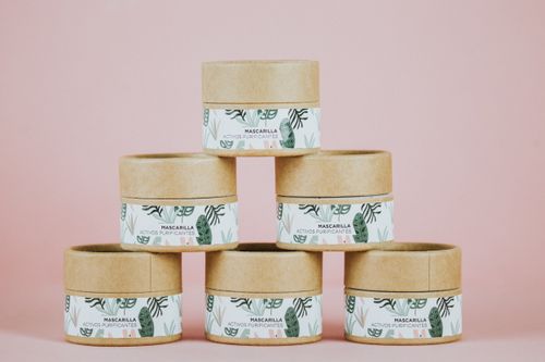 Free Stack of eco-friendly skincare jars on a pink backdrop, showcasing minimalist design. Stock Photo