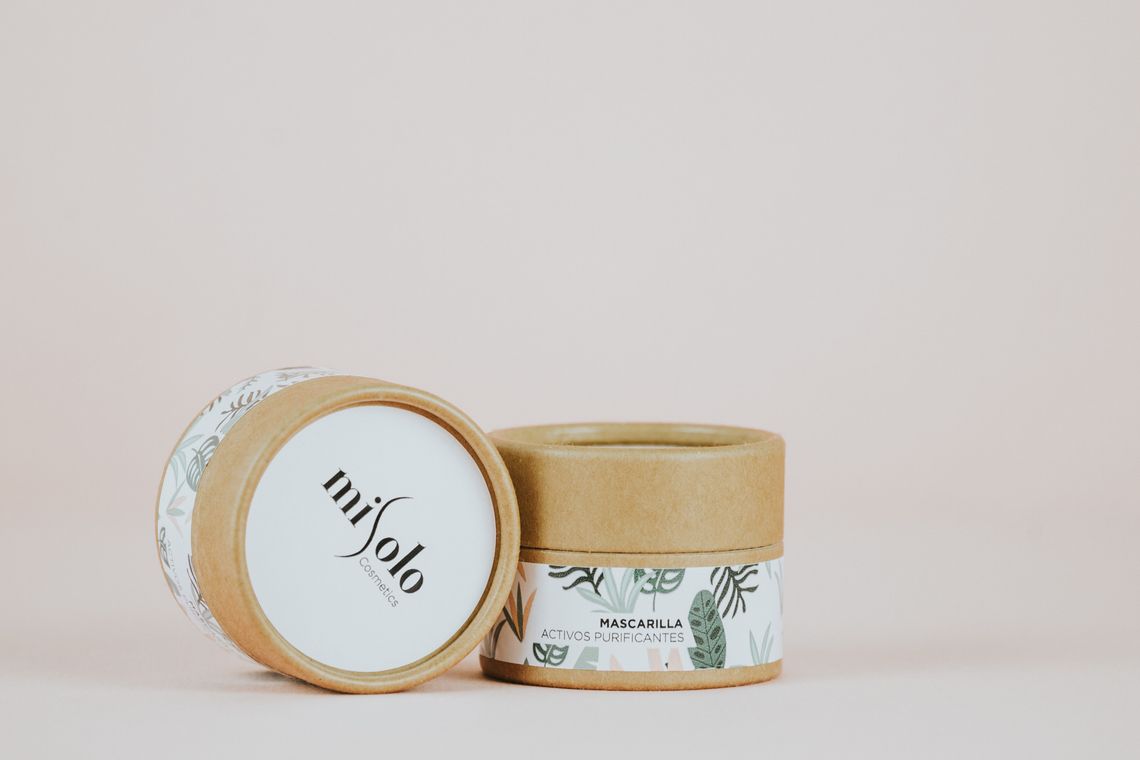 Personal care products arranged in clean recyclable packaging