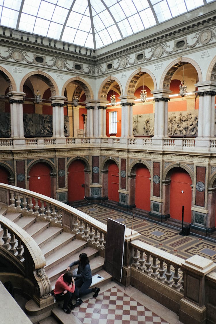 Interior Of Old Museum With Stone Staircase