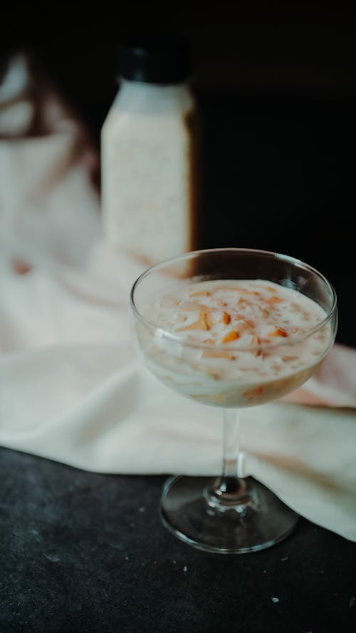 Muesli with Milk Served in Champagne Glass