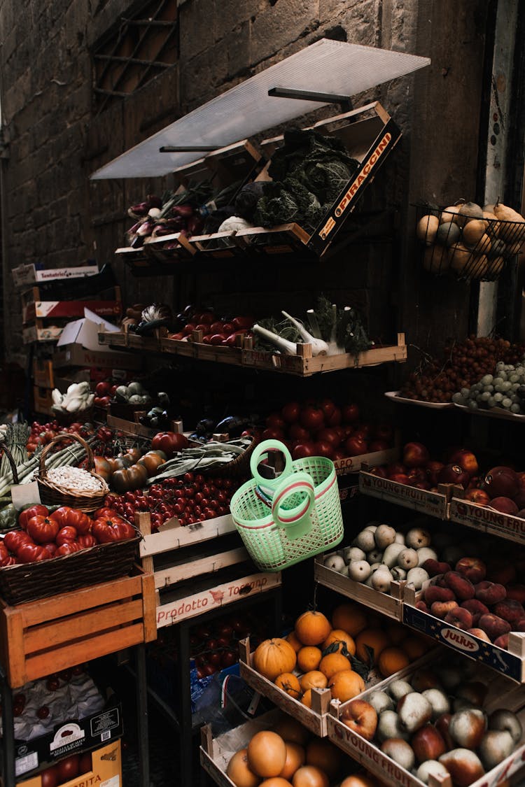 Assorted Vegetables On Market Counter