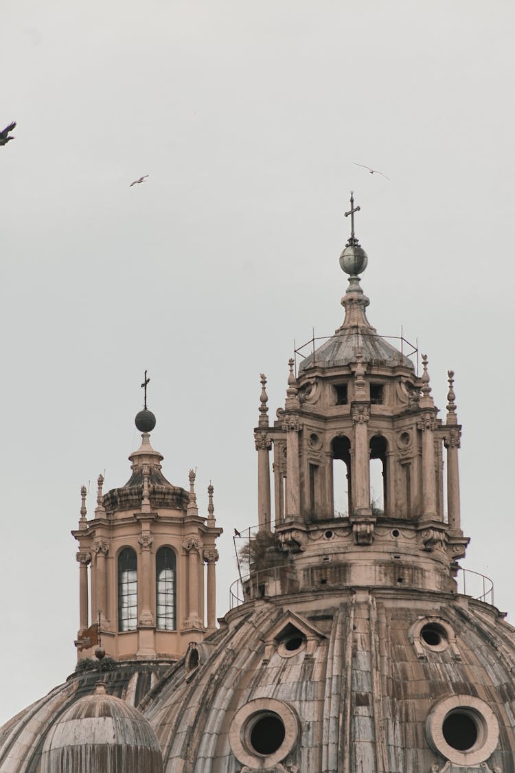 Domes Of Old Church In City