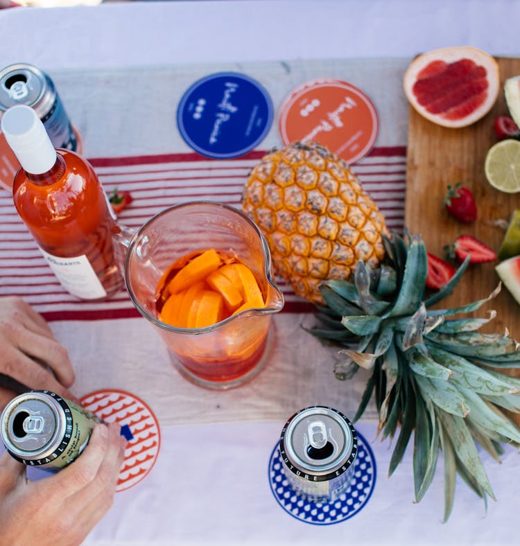  Alcoholic Beverage With Fruits On A Pitcher 