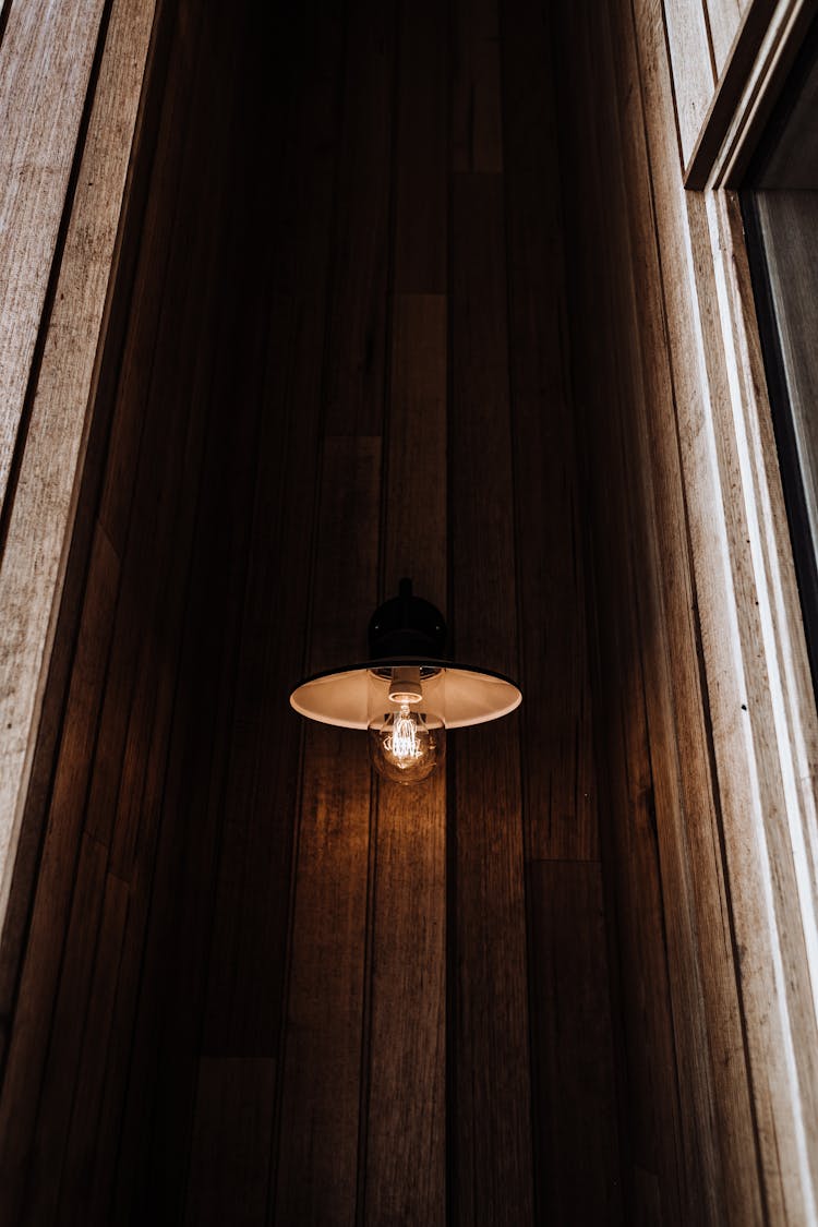 Vintage Lamp In Dark Room