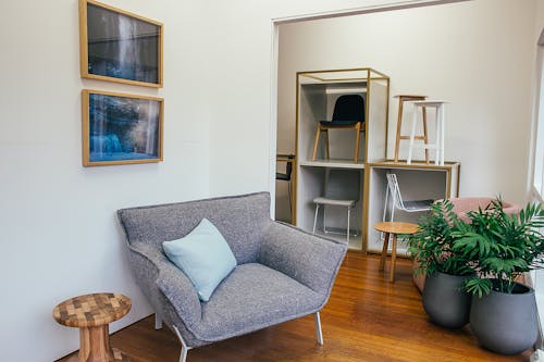 Light living room with modern furniture