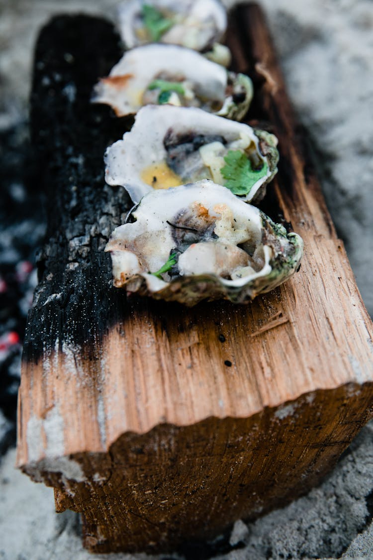 Delicious Oysters Cooked On Fire