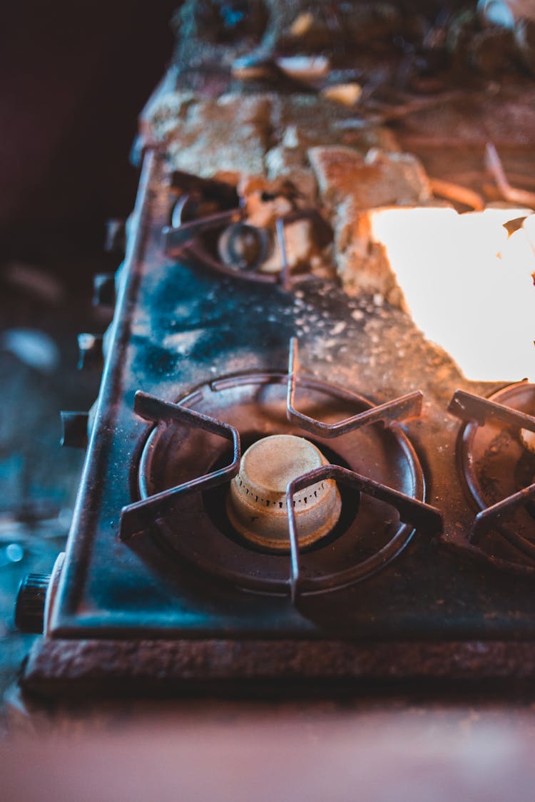 Dirty Gas Stove In Kitchen