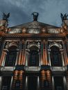 Facade of Baroque Architecture Building at Night