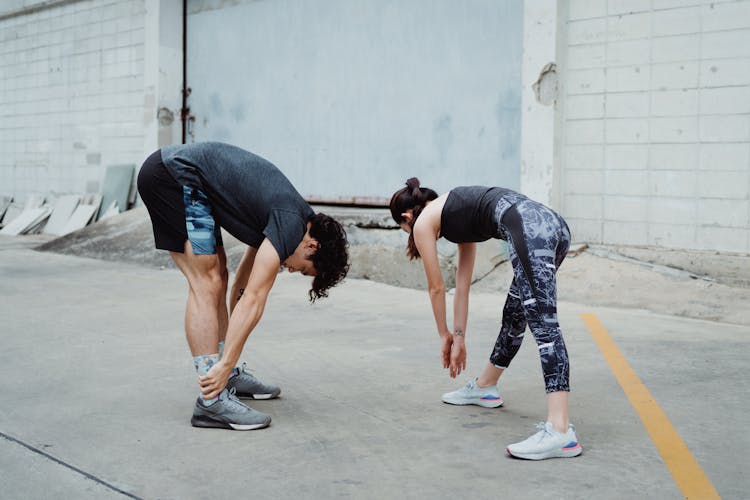 Young People Training Together Outside