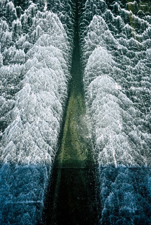 Free From above of foamy green water flowing in rough shabby dam in summer in nature Stock Photo