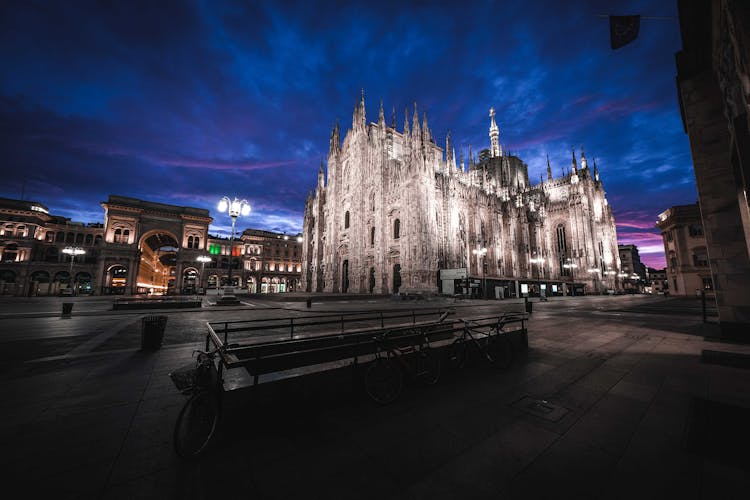 Majestic Gothic Milan Cathedral At Night