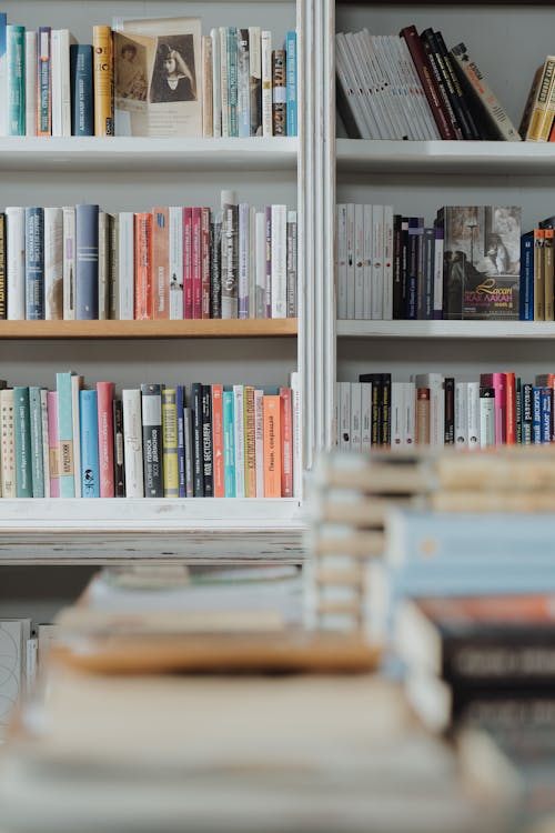 Books on White Wooden Shelf