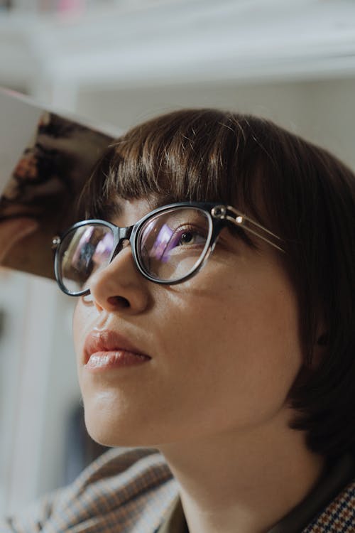 Woman Wearing Black Framed Eyeglasses