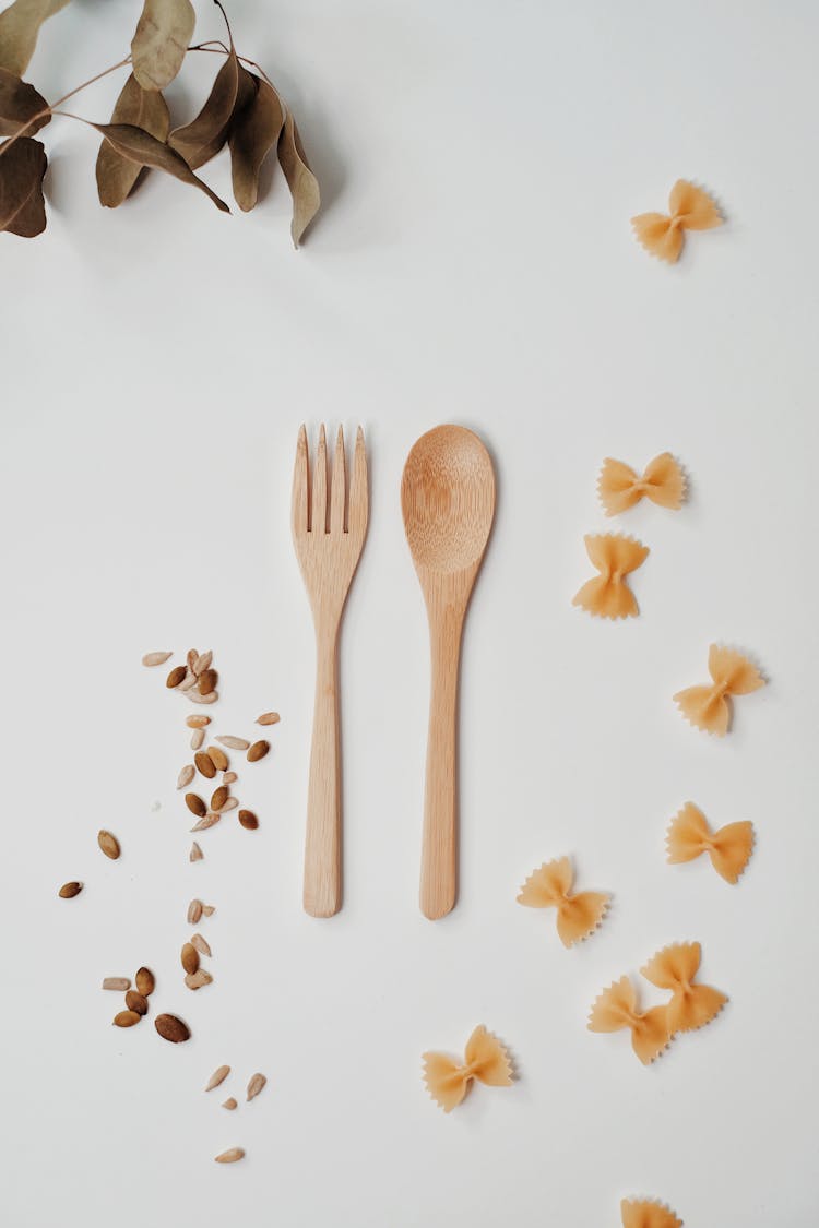 Brown Wooden Spoon And Fork