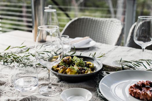 Served table with delicious food