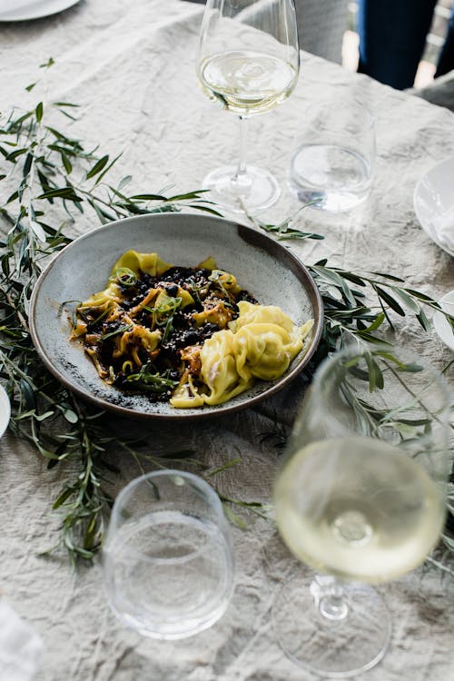 Free Plate with tasty dish on table Stock Photo