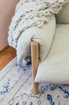 Handmade wool rug in a chic living room