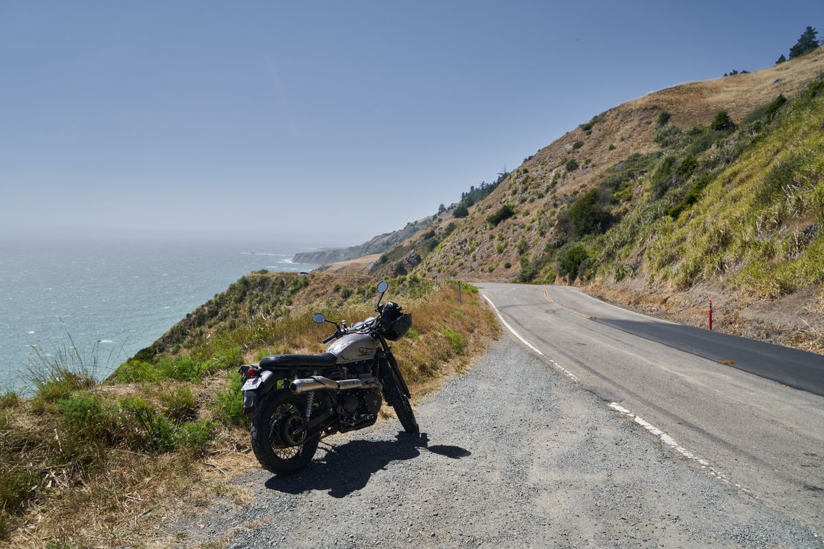 Scenic coastal road motorcycle touring