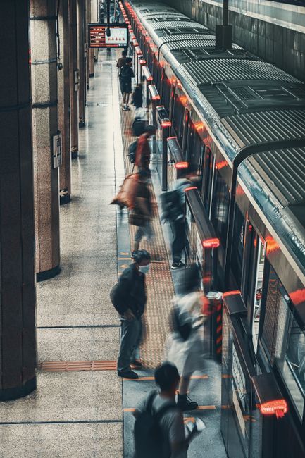 Passengers on a Beijing subway platform