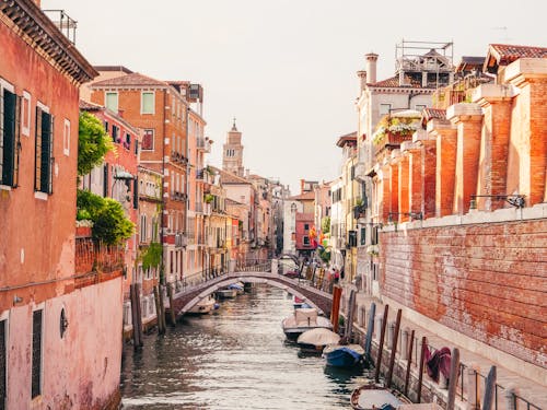 River Between Buildings