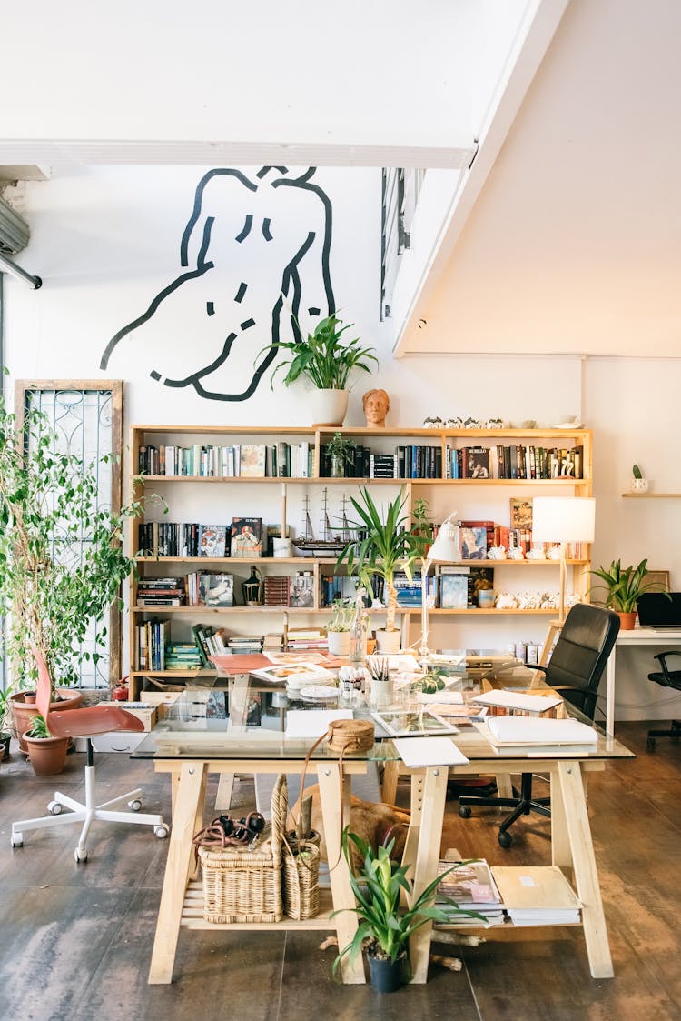 Tables In The Middle Of An Art Studio 